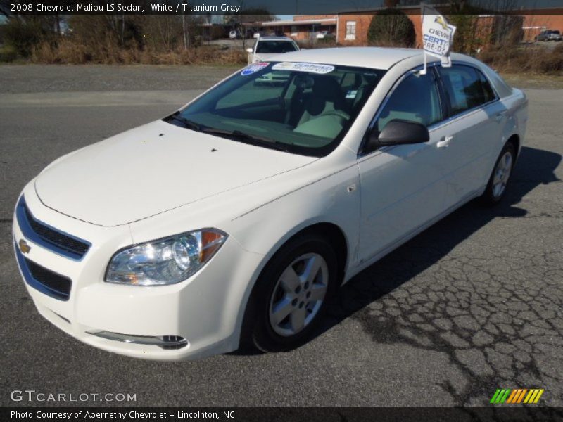 White / Titanium Gray 2008 Chevrolet Malibu LS Sedan
