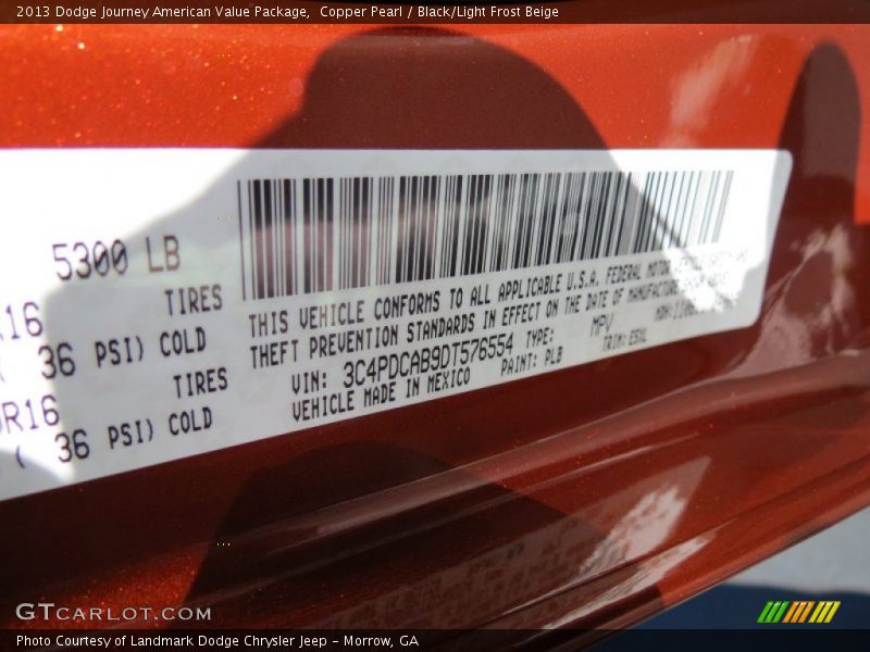 Copper Pearl / Black/Light Frost Beige 2013 Dodge Journey American Value Package