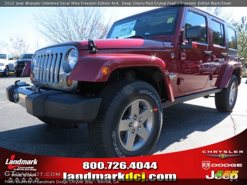 Deep Cherry Red Crystal Pearl / Freedom Edition Black/Silver 2013 Jeep Wrangler Unlimited Oscar Mike Freedom Edition 4x4
