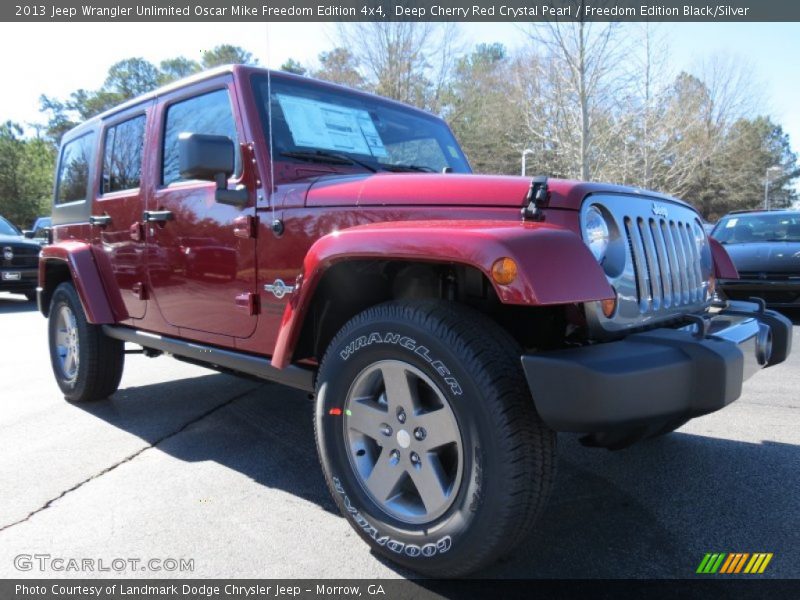 Deep Cherry Red Crystal Pearl / Freedom Edition Black/Silver 2013 Jeep Wrangler Unlimited Oscar Mike Freedom Edition 4x4