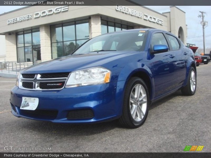 Blue Streak Pearl / Black 2012 Dodge Avenger SXT