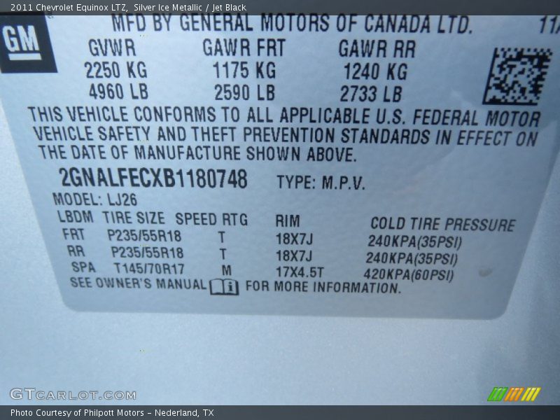 Silver Ice Metallic / Jet Black 2011 Chevrolet Equinox LTZ
