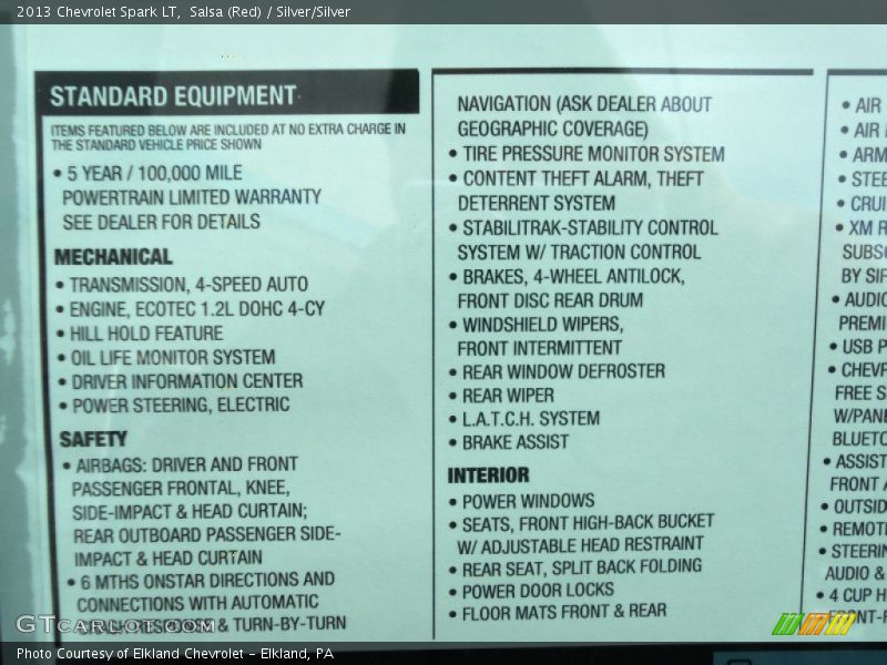 Salsa (Red) / Silver/Silver 2013 Chevrolet Spark LT