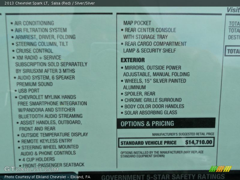 Salsa (Red) / Silver/Silver 2013 Chevrolet Spark LT