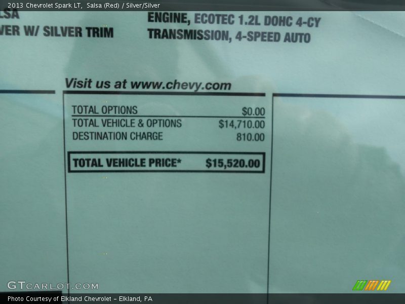 Salsa (Red) / Silver/Silver 2013 Chevrolet Spark LT