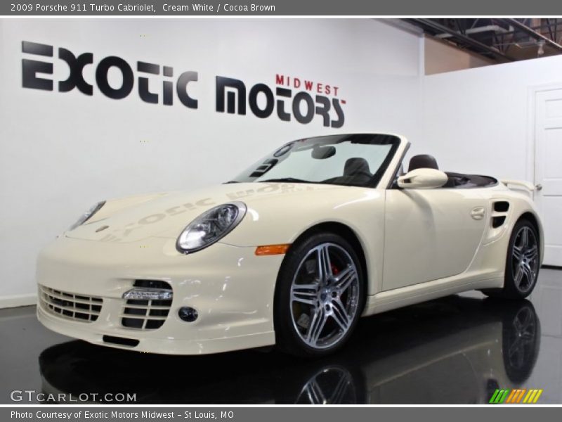 Cream White / Cocoa Brown 2009 Porsche 911 Turbo Cabriolet