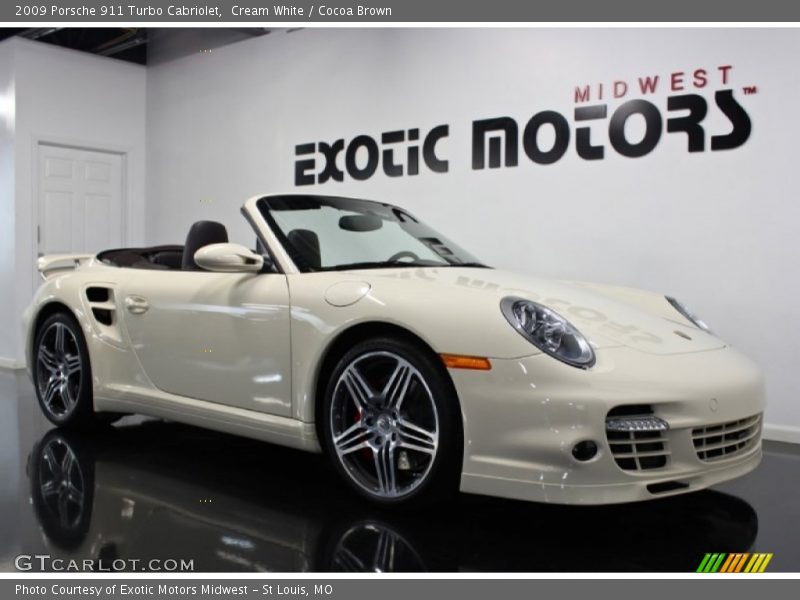 Cream White / Cocoa Brown 2009 Porsche 911 Turbo Cabriolet