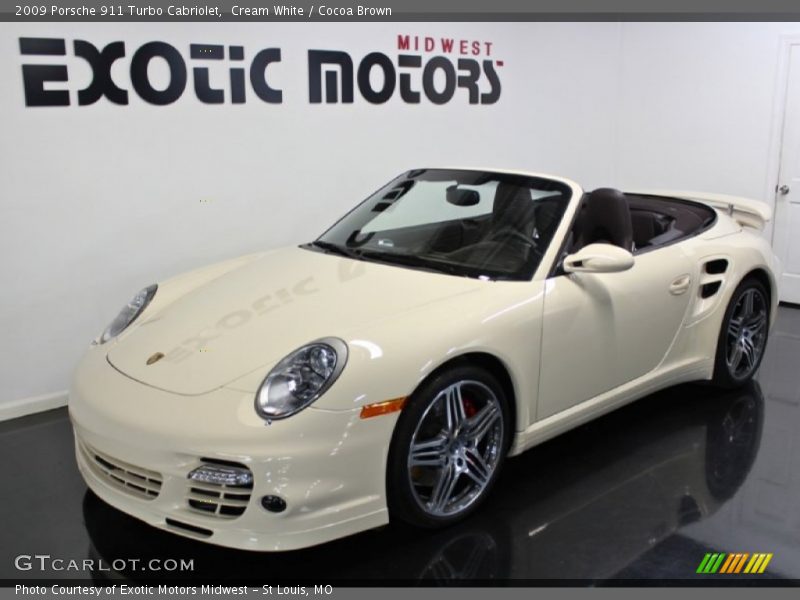 Cream White / Cocoa Brown 2009 Porsche 911 Turbo Cabriolet