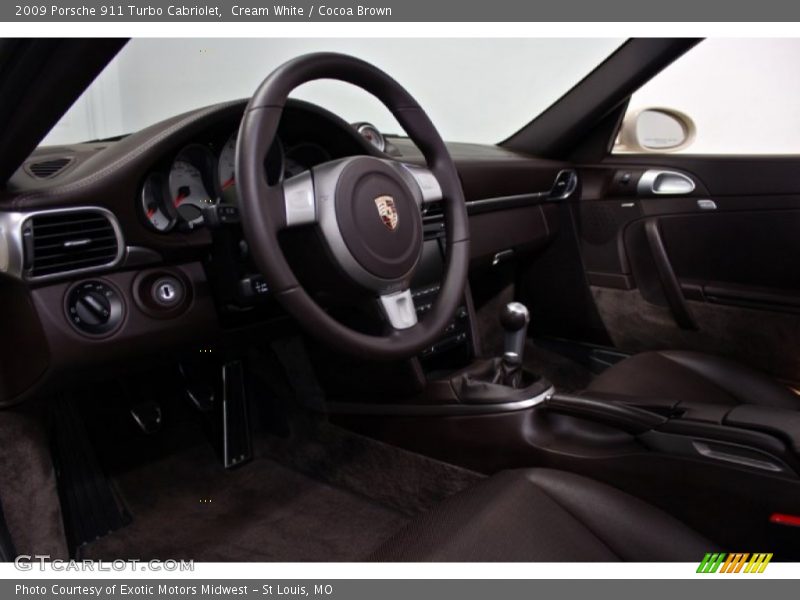 Cream White / Cocoa Brown 2009 Porsche 911 Turbo Cabriolet