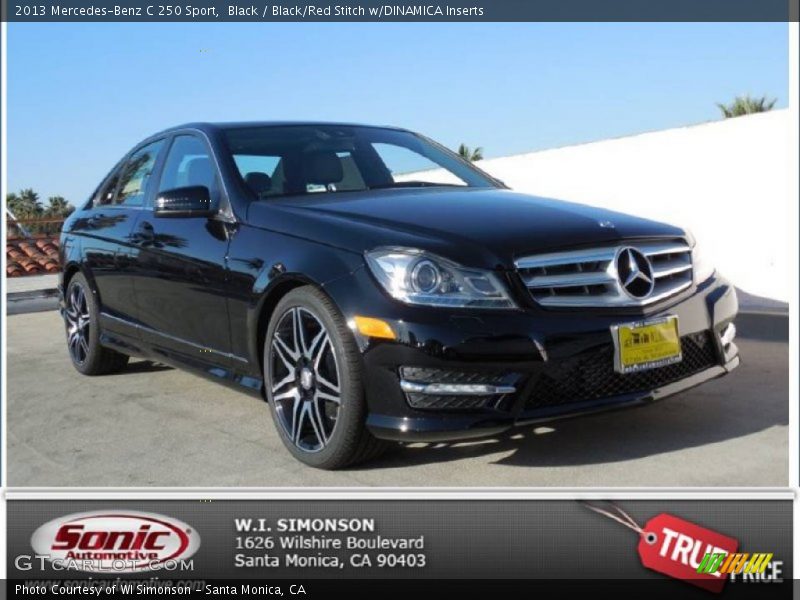 Black / Black/Red Stitch w/DINAMICA Inserts 2013 Mercedes-Benz C 250 Sport
