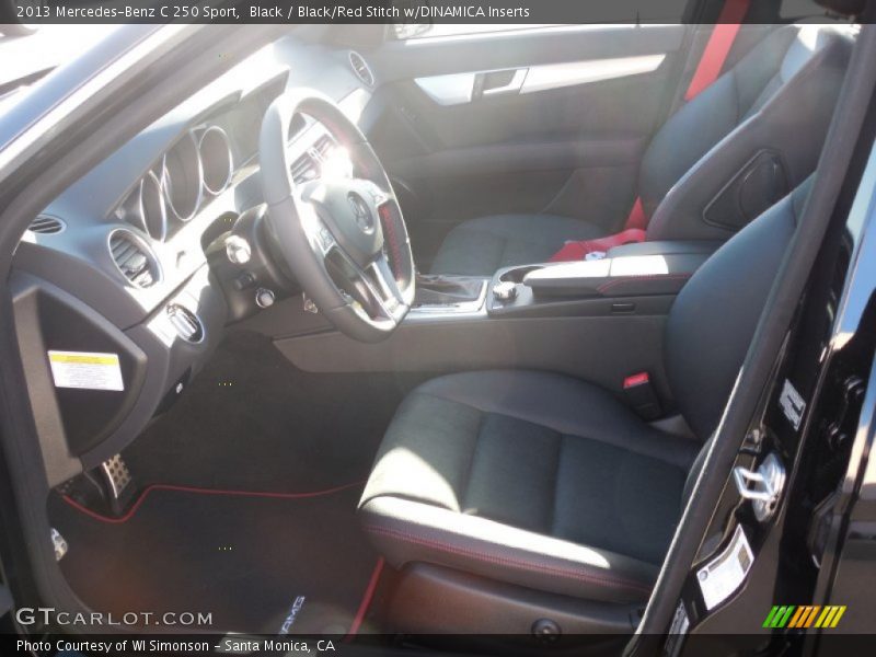 Black / Black/Red Stitch w/DINAMICA Inserts 2013 Mercedes-Benz C 250 Sport