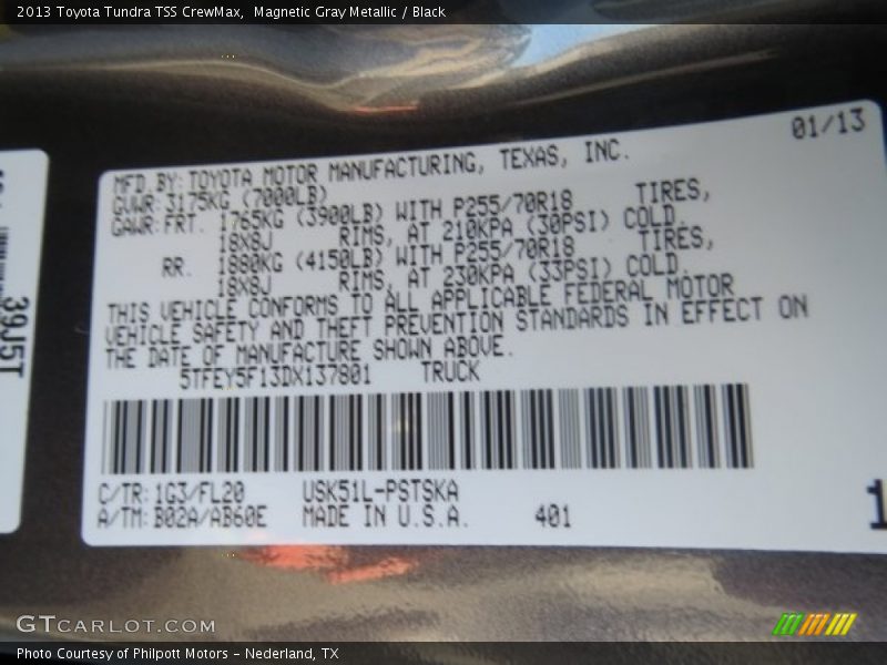 Magnetic Gray Metallic / Black 2013 Toyota Tundra TSS CrewMax