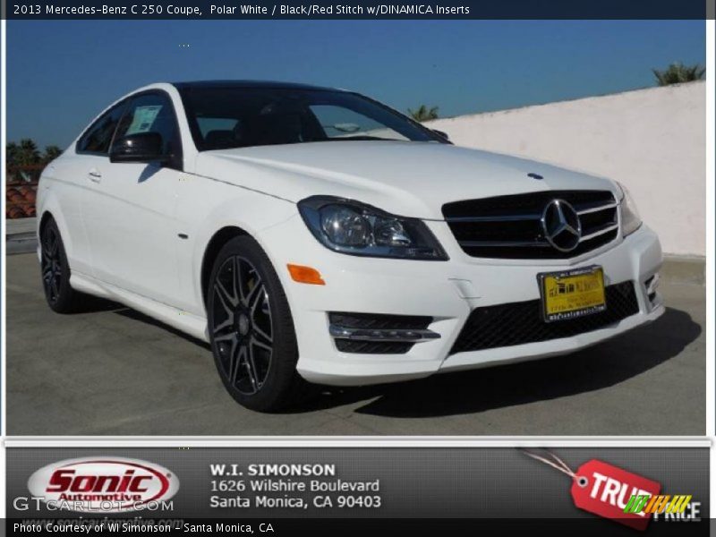 Polar White / Black/Red Stitch w/DINAMICA Inserts 2013 Mercedes-Benz C 250 Coupe