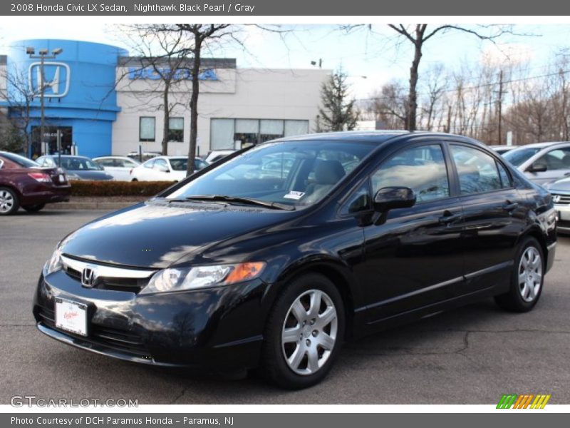 Nighthawk Black Pearl / Gray 2008 Honda Civic LX Sedan
