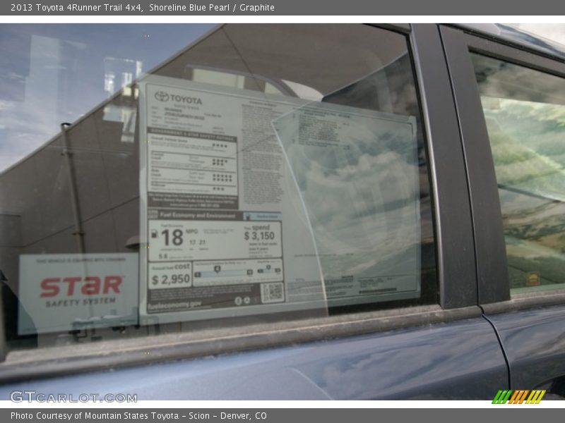 Shoreline Blue Pearl / Graphite 2013 Toyota 4Runner Trail 4x4