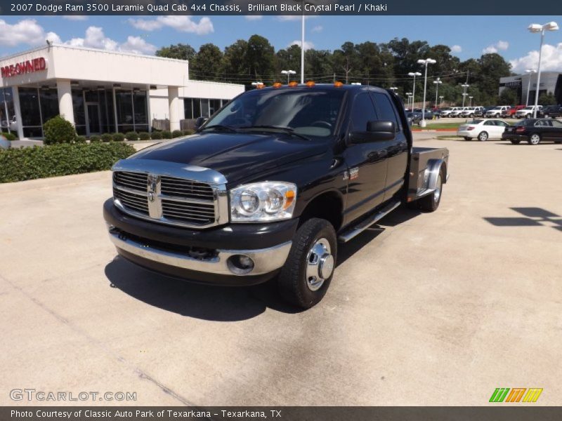 Brilliant Black Crystal Pearl / Khaki 2007 Dodge Ram 3500 Laramie Quad Cab 4x4 Chassis