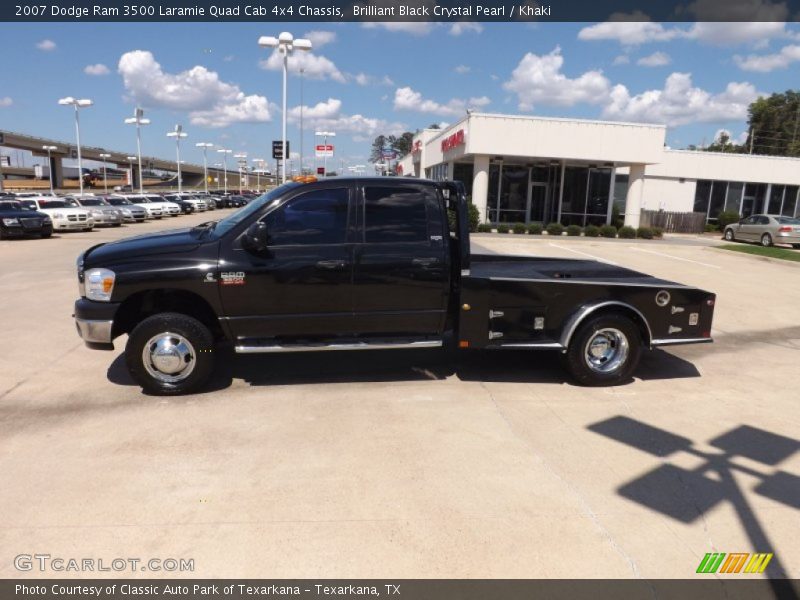 Brilliant Black Crystal Pearl / Khaki 2007 Dodge Ram 3500 Laramie Quad Cab 4x4 Chassis