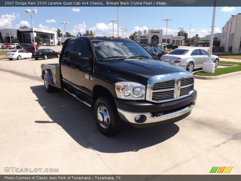 Brilliant Black Crystal Pearl / Khaki 2007 Dodge Ram 3500 Laramie Quad Cab 4x4 Chassis