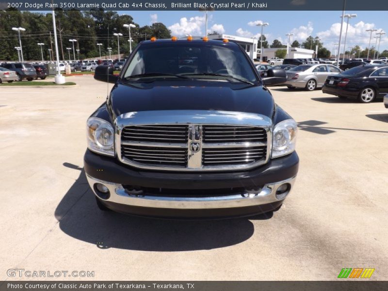 Brilliant Black Crystal Pearl / Khaki 2007 Dodge Ram 3500 Laramie Quad Cab 4x4 Chassis