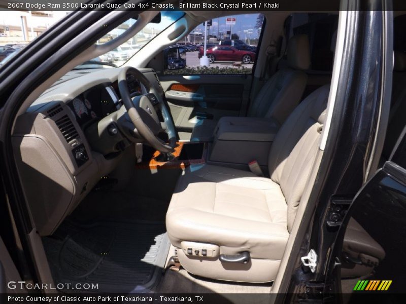Brilliant Black Crystal Pearl / Khaki 2007 Dodge Ram 3500 Laramie Quad Cab 4x4 Chassis