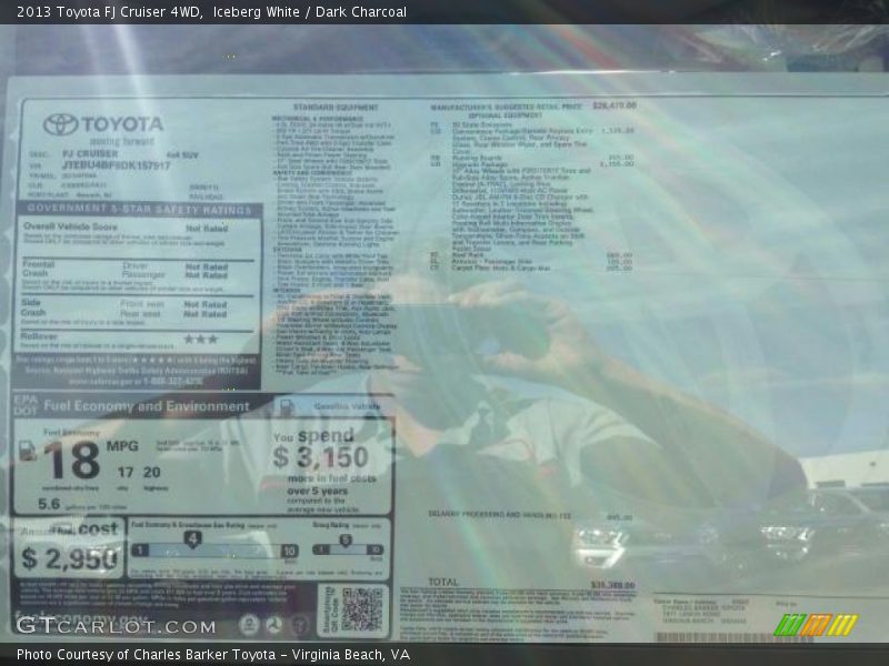 Iceberg White / Dark Charcoal 2013 Toyota FJ Cruiser 4WD