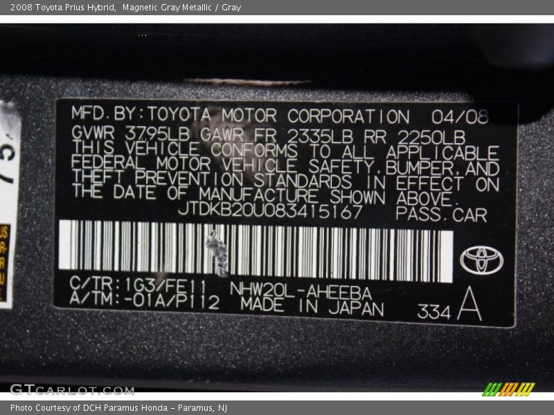 Magnetic Gray Metallic / Gray 2008 Toyota Prius Hybrid