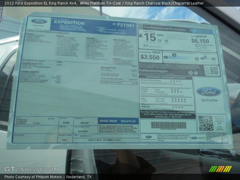  2013 Expedition EL King Ranch 4x4 Window Sticker