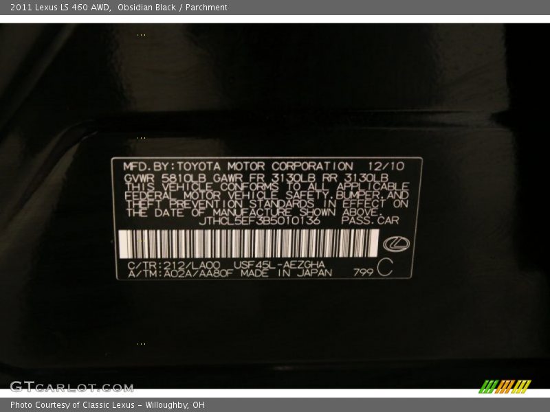 Obsidian Black / Parchment 2011 Lexus LS 460 AWD