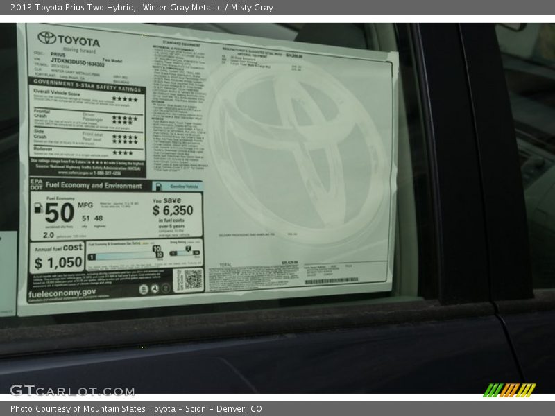Winter Gray Metallic / Misty Gray 2013 Toyota Prius Two Hybrid