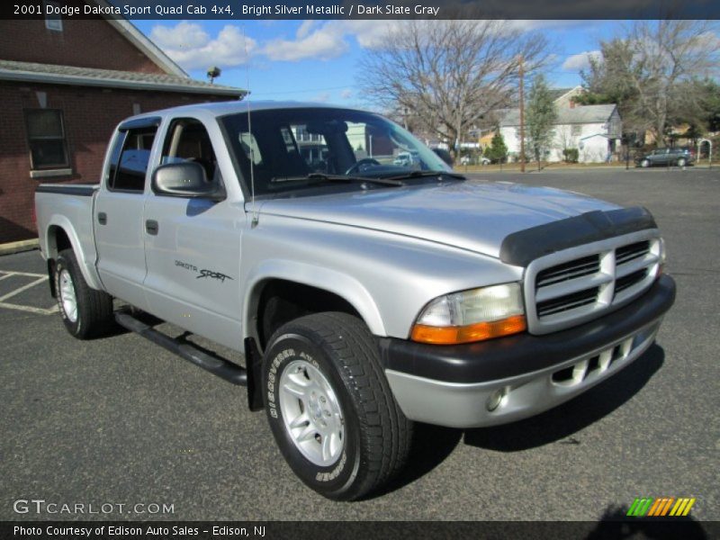 Bright Silver Metallic / Dark Slate Gray 2001 Dodge Dakota Sport Quad Cab 4x4