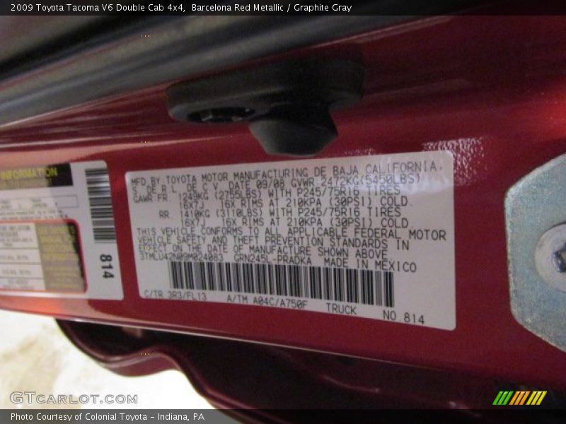 Barcelona Red Metallic / Graphite Gray 2009 Toyota Tacoma V6 Double Cab 4x4