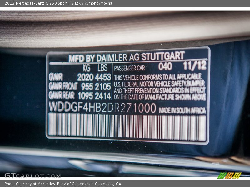 Black / Almond/Mocha 2013 Mercedes-Benz C 250 Sport