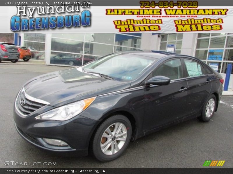 Pacific Blue Pearl / Gray 2013 Hyundai Sonata GLS