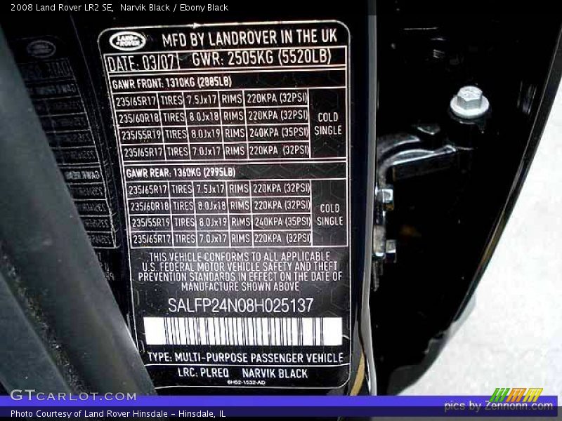 Narvik Black / Ebony Black 2008 Land Rover LR2 SE