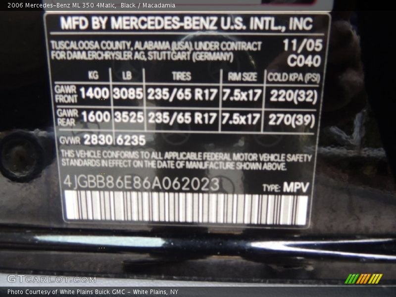 Black / Macadamia 2006 Mercedes-Benz ML 350 4Matic