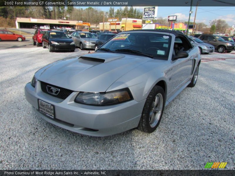 Satin Silver Metallic / Dark Charcoal 2002 Ford Mustang GT Convertible