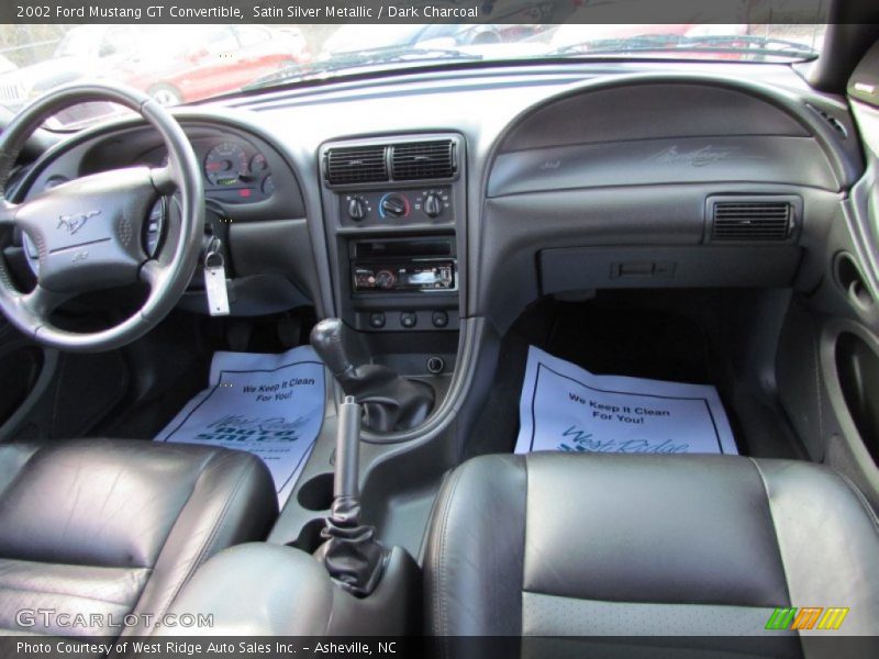 Satin Silver Metallic / Dark Charcoal 2002 Ford Mustang GT Convertible