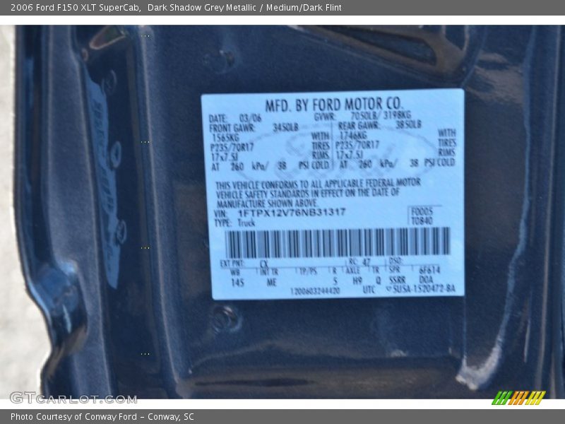 Dark Shadow Grey Metallic / Medium/Dark Flint 2006 Ford F150 XLT SuperCab