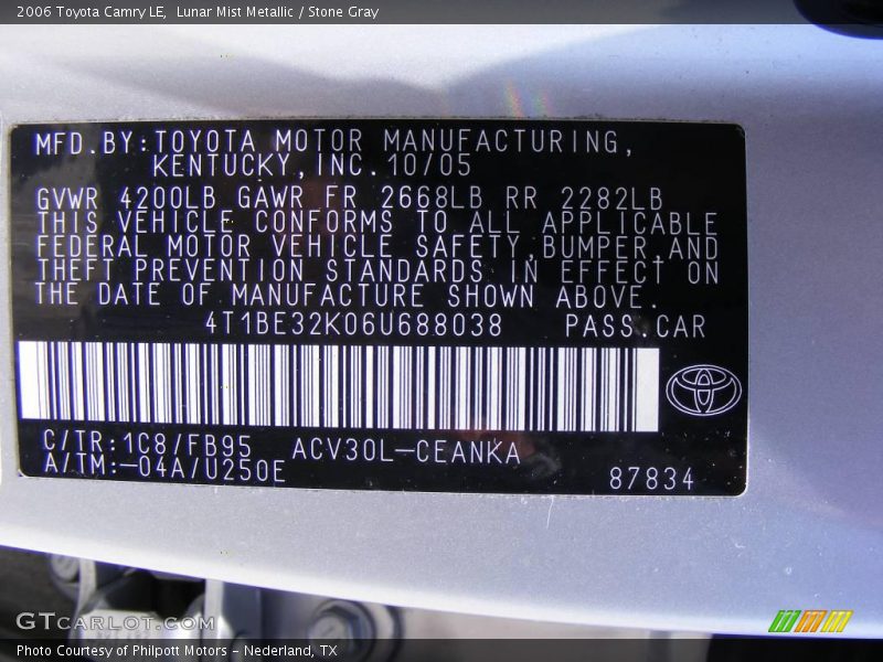 Lunar Mist Metallic / Stone Gray 2006 Toyota Camry LE