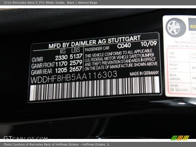 Black / Almond Beige 2010 Mercedes-Benz E 350 4Matic Sedan