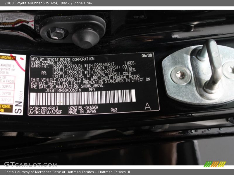 Black / Stone Gray 2008 Toyota 4Runner SR5 4x4