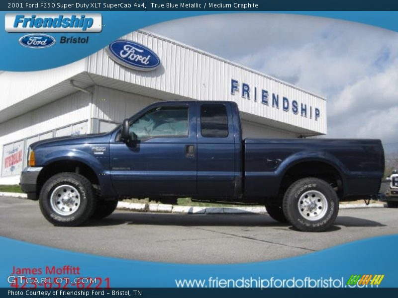 True Blue Metallic / Medium Graphite 2001 Ford F250 Super Duty XLT SuperCab 4x4