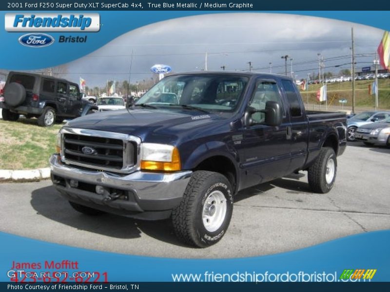True Blue Metallic / Medium Graphite 2001 Ford F250 Super Duty XLT SuperCab 4x4