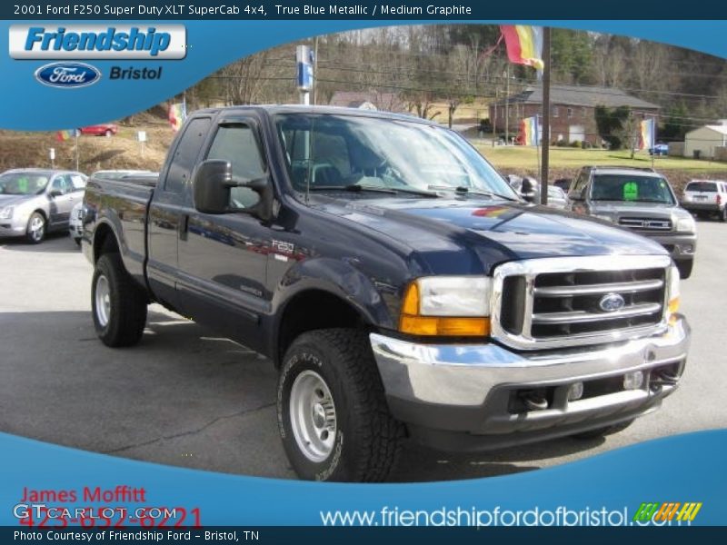 True Blue Metallic / Medium Graphite 2001 Ford F250 Super Duty XLT SuperCab 4x4