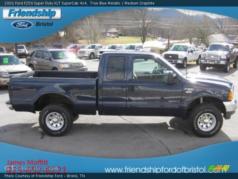 True Blue Metallic / Medium Graphite 2001 Ford F250 Super Duty XLT SuperCab 4x4