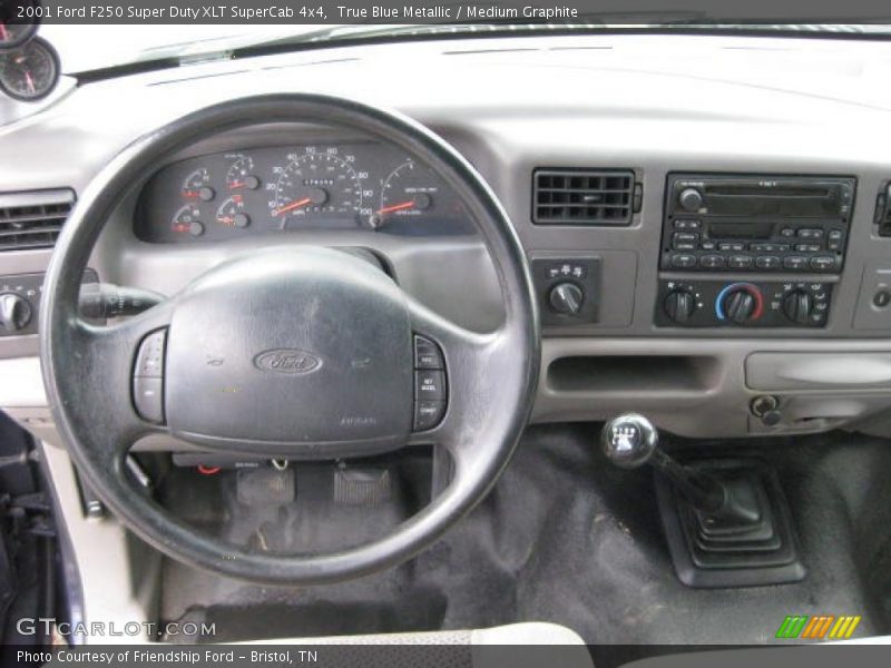 True Blue Metallic / Medium Graphite 2001 Ford F250 Super Duty XLT SuperCab 4x4