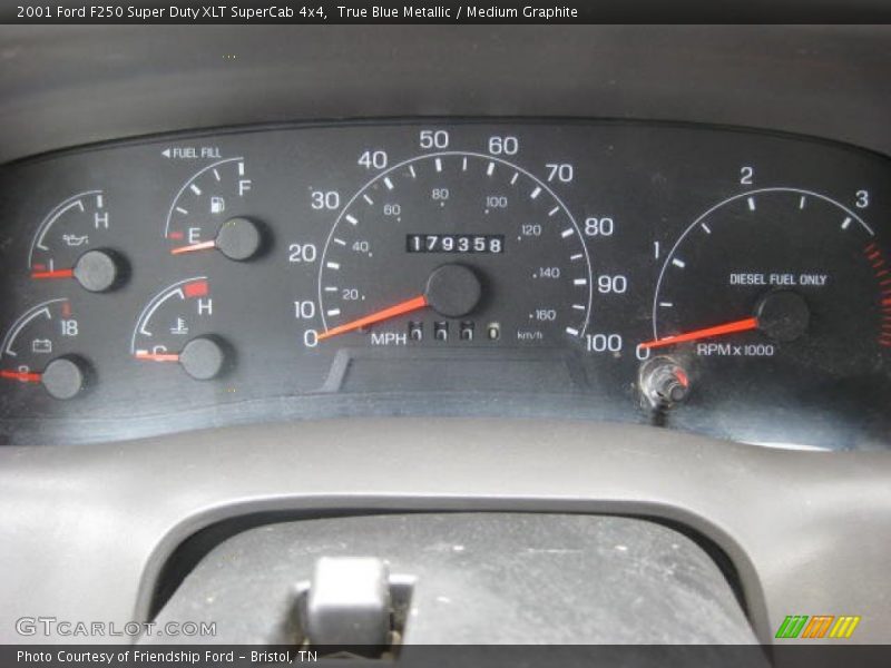 True Blue Metallic / Medium Graphite 2001 Ford F250 Super Duty XLT SuperCab 4x4