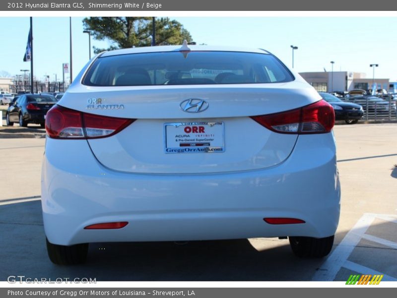 Shimmering White / Beige 2012 Hyundai Elantra GLS