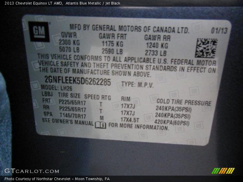 Atlantis Blue Metallic / Jet Black 2013 Chevrolet Equinox LT AWD