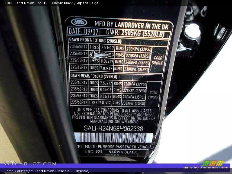 Narvik Black / Alpaca Beige 2008 Land Rover LR2 HSE
